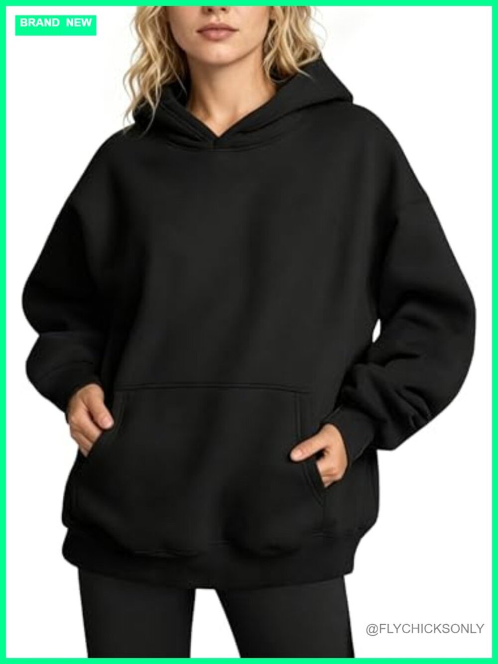 Oversized Fleece Hoodie 50% Cotton Pullover Sweatshirt with Pockets
